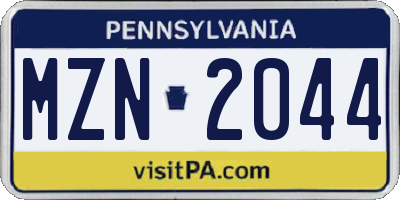 PA license plate MZN2044