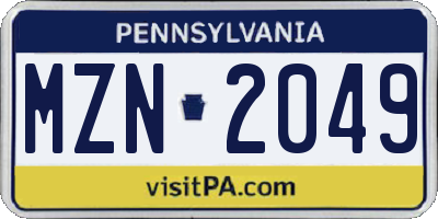 PA license plate MZN2049