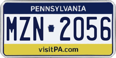 PA license plate MZN2056