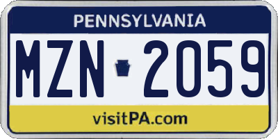 PA license plate MZN2059