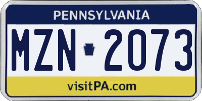 PA license plate MZN2073