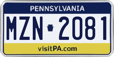 PA license plate MZN2081