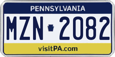 PA license plate MZN2082