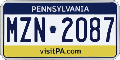 PA license plate MZN2087