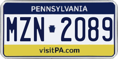 PA license plate MZN2089
