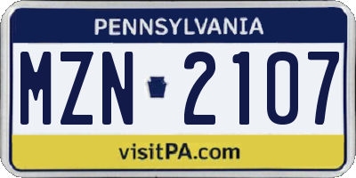 PA license plate MZN2107