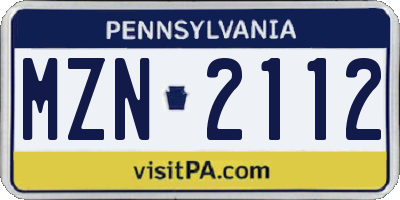 PA license plate MZN2112