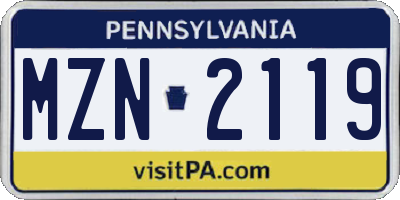 PA license plate MZN2119