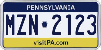 PA license plate MZN2123