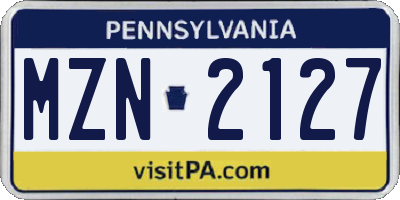 PA license plate MZN2127