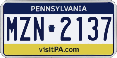 PA license plate MZN2137