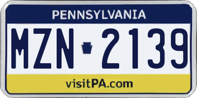PA license plate MZN2139