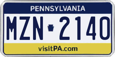 PA license plate MZN2140