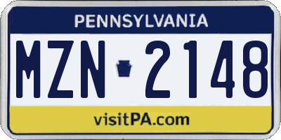 PA license plate MZN2148