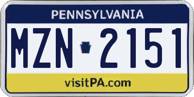 PA license plate MZN2151
