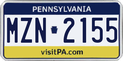 PA license plate MZN2155
