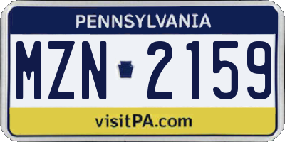 PA license plate MZN2159