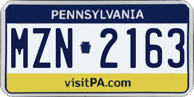 PA license plate MZN2163