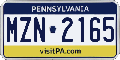 PA license plate MZN2165