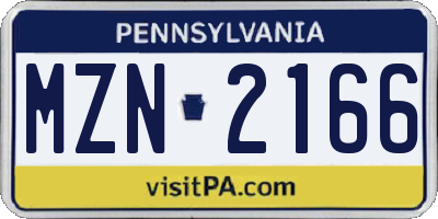PA license plate MZN2166