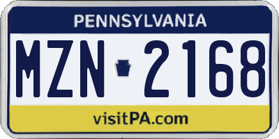 PA license plate MZN2168