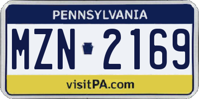 PA license plate MZN2169
