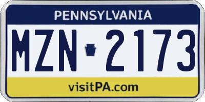 PA license plate MZN2173