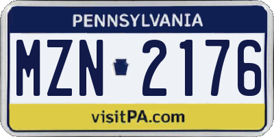 PA license plate MZN2176