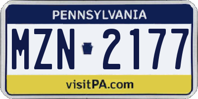 PA license plate MZN2177