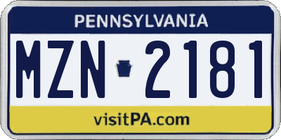 PA license plate MZN2181