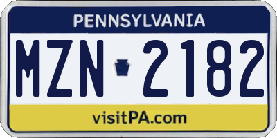 PA license plate MZN2182
