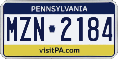 PA license plate MZN2184