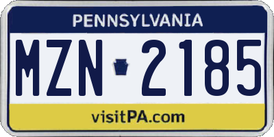 PA license plate MZN2185