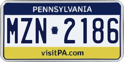 PA license plate MZN2186