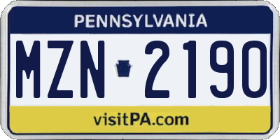 PA license plate MZN2190