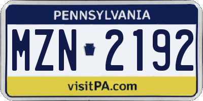 PA license plate MZN2192