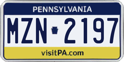 PA license plate MZN2197