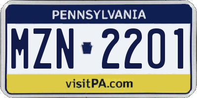 PA license plate MZN2201