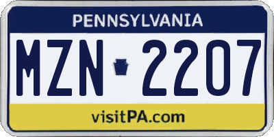PA license plate MZN2207
