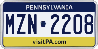 PA license plate MZN2208