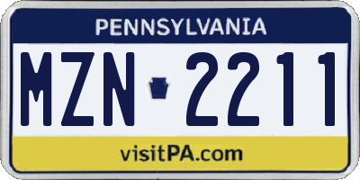 PA license plate MZN2211