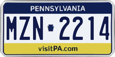 PA license plate MZN2214