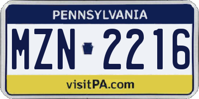 PA license plate MZN2216