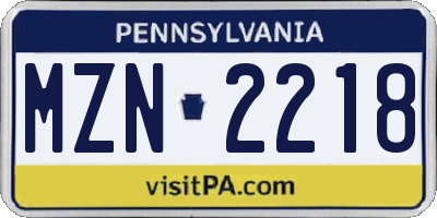 PA license plate MZN2218