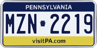 PA license plate MZN2219