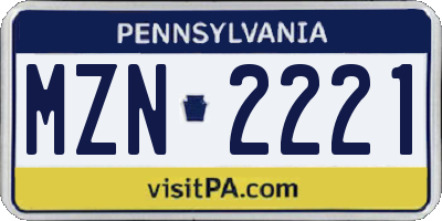 PA license plate MZN2221