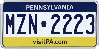 PA license plate MZN2223