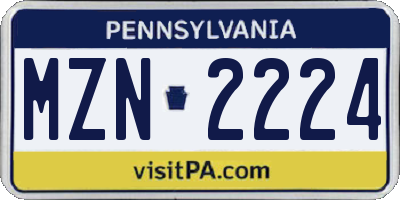 PA license plate MZN2224