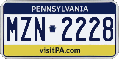 PA license plate MZN2228