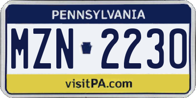 PA license plate MZN2230